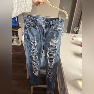 American Eagle Outfitters Women's Ripped Light Blue Skinny Jeans